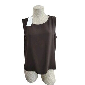 NEW Eileen Fisher M Silk Georgette Crepe Tank Top Blouse Shirt Designer Layering